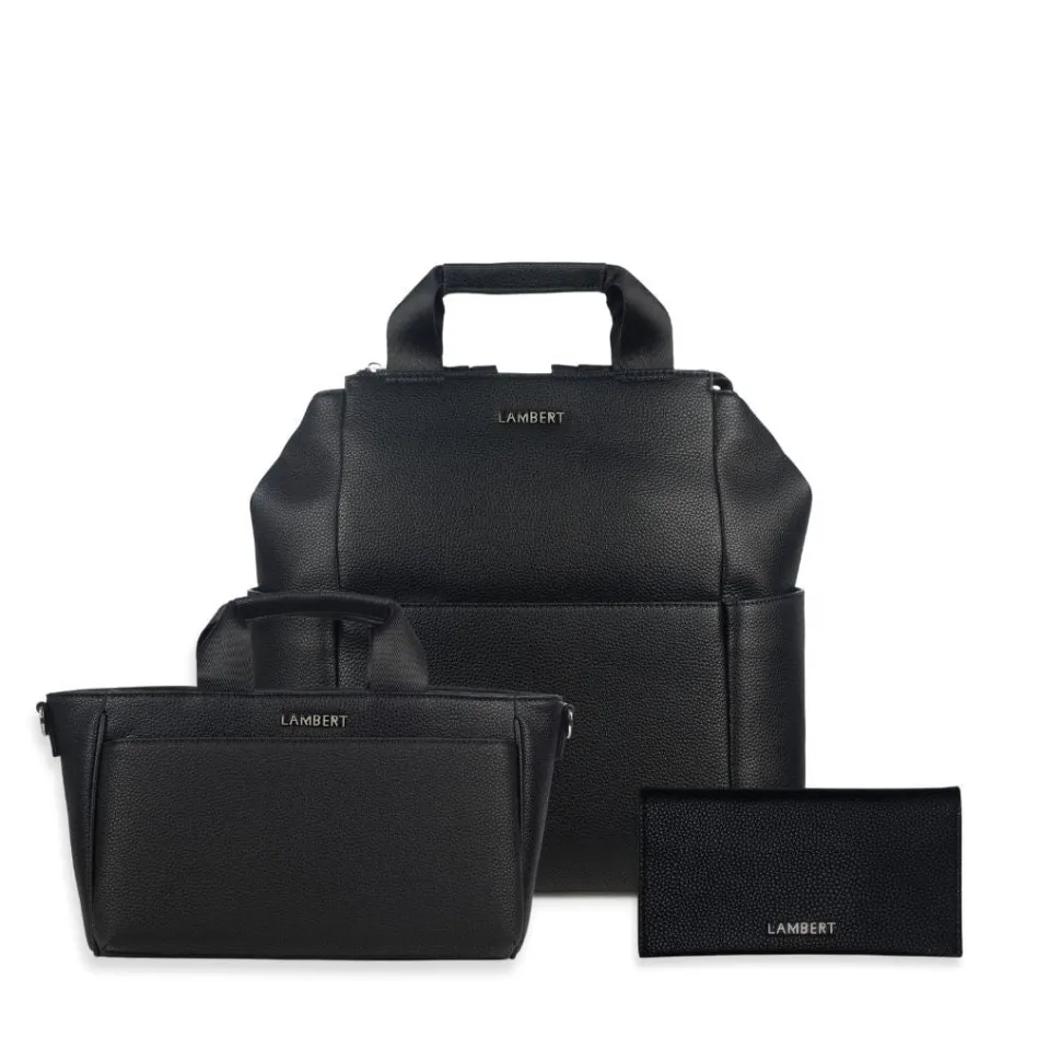 Ensemble parents - Sac à couches + Console de pousette + Protège carnet noir