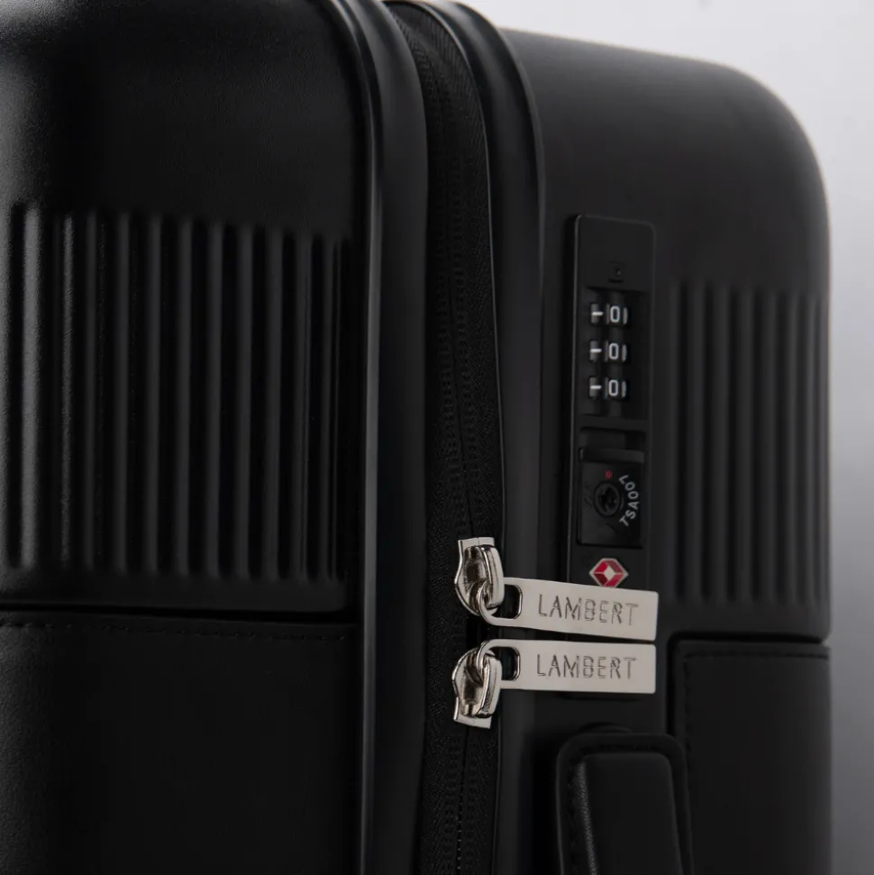 Ensemble voyage - Grande valise d'enregistrement + moyenne valise d'enregistrement + Valise de cabine noir