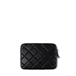 La Jasmyn - Pochette d’ordinateur matelassée en cuir vegan noire (16 pouces)