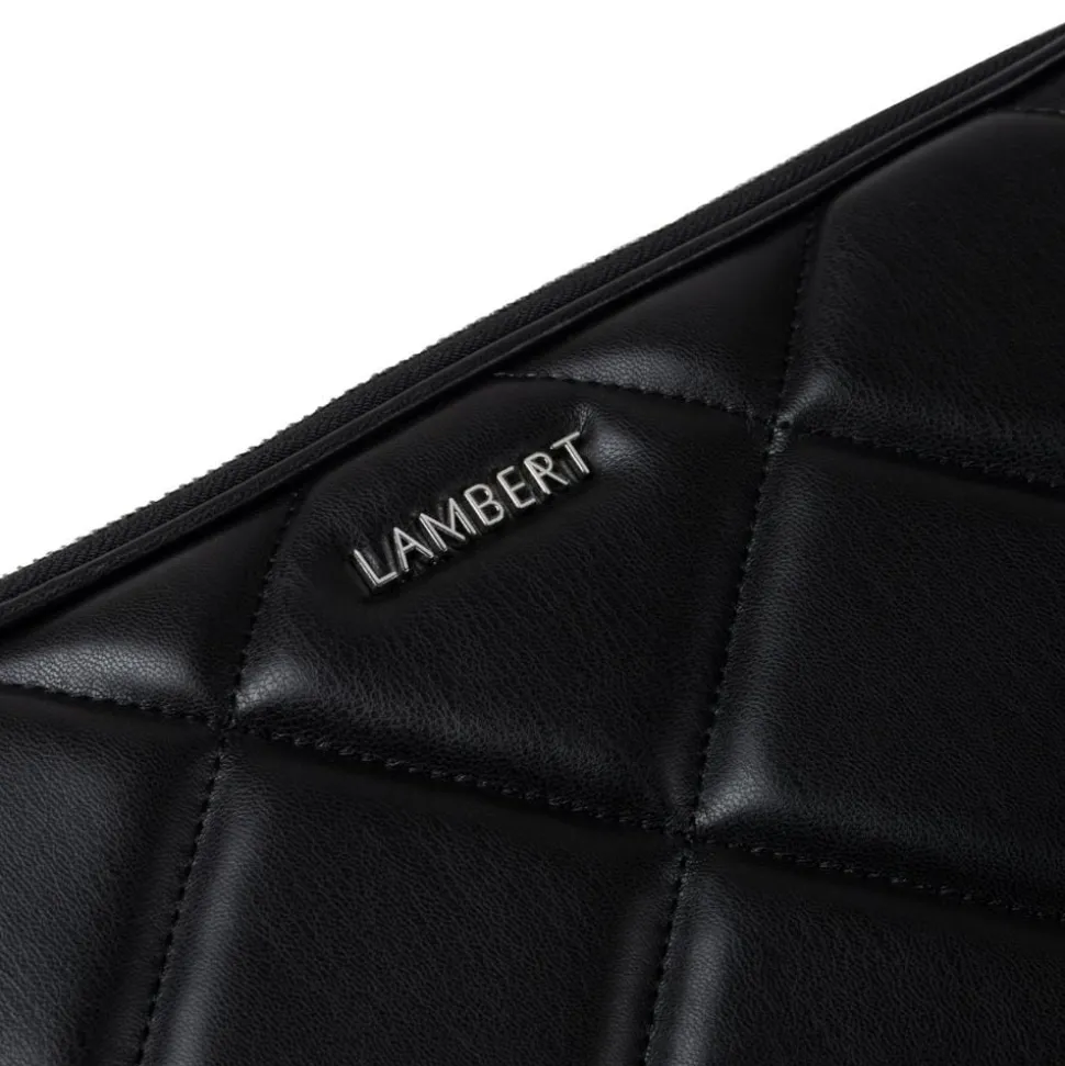 La Jasmyn - Pochette d’ordinateur matelassée en cuir vegan noire (16 pouces)