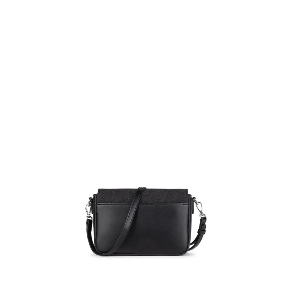 Le Aimee - Sac à main 2-en-1 en cuir vegan noir brillant