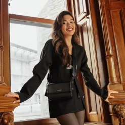 Le Amelie - Sac à main 2-en-1 en cuir vegan noir