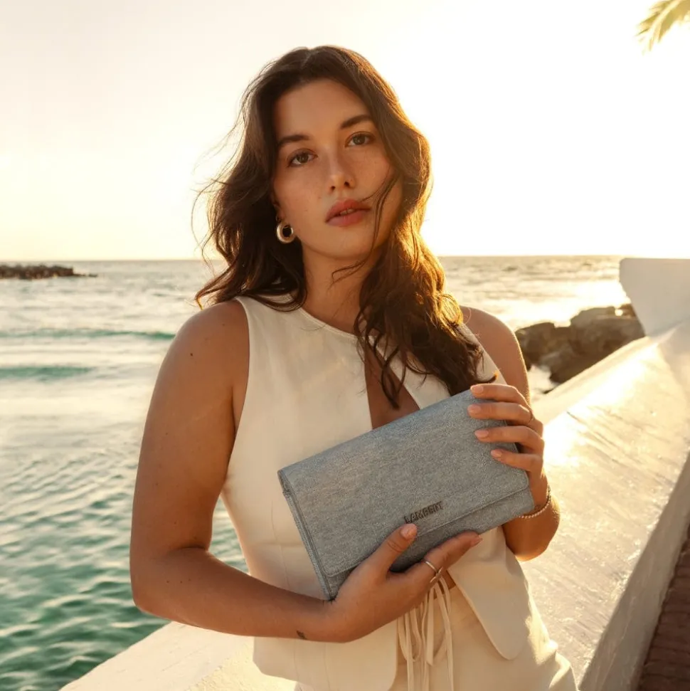 Le Felicia - Sac à main 2-en-1 en cuir vegan light denim
