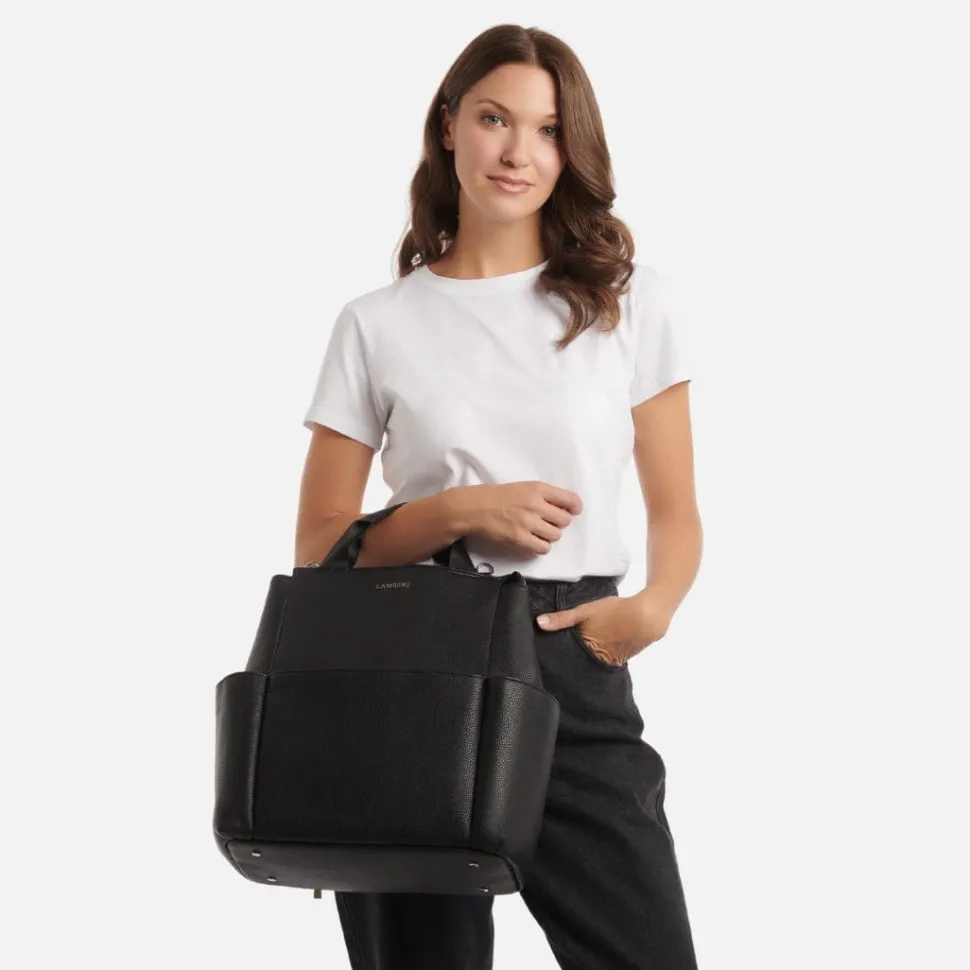 Le Nala - Sac à couches en cuir vegan noir recyclé