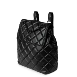 Le Sadie - Sac à dos 2-en-1 matelassé en cuir vegan noir
