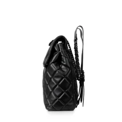 Le Sadie - Sac à dos 2-en-1 matelassé en cuir vegan noir