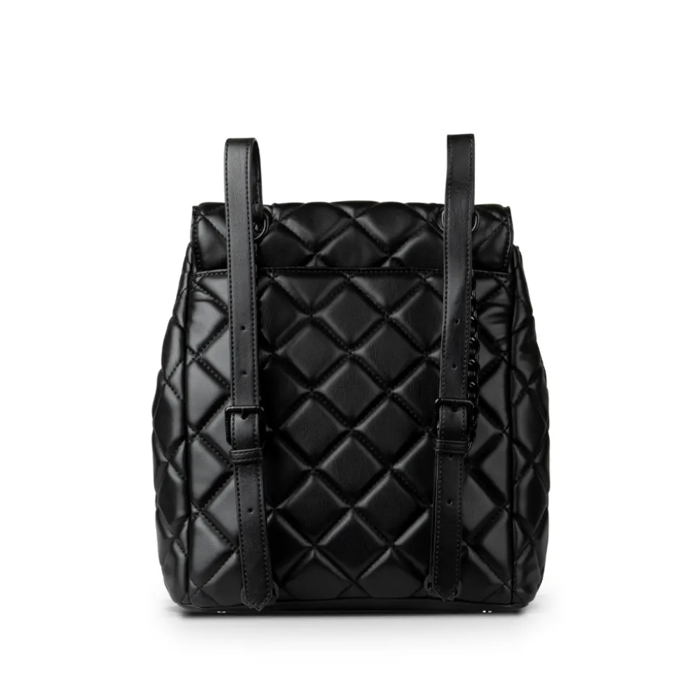 Le Sadie - Sac à dos 2-en-1 matelassé en cuir vegan noir