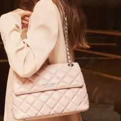 Le Sofia - Sac à main 2-en-1 matelassé en cuir vegan dusty pink