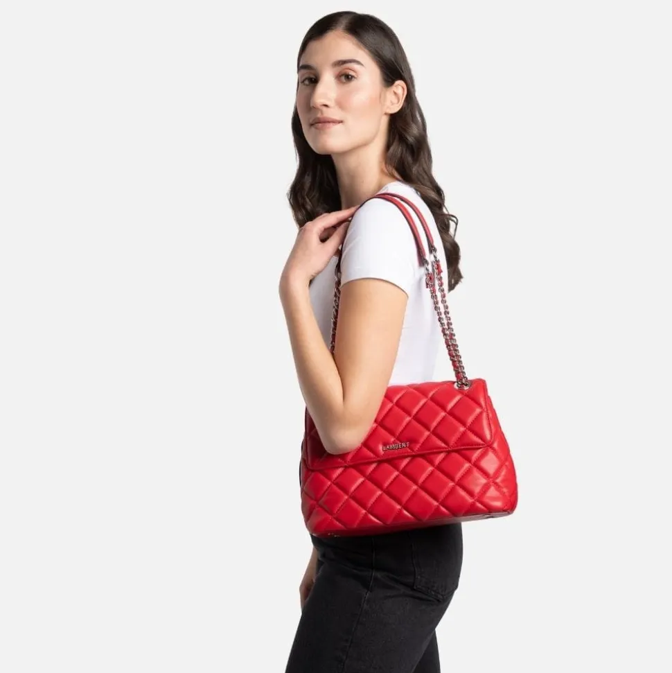 Le Sofia - Sac à main 2-en-1 matelassé en cuir vegan cherry