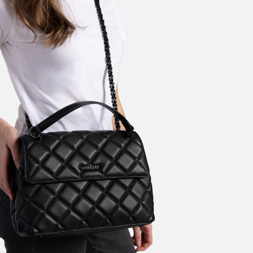 Le Sofia - Sac à main 2-en-1 matelassé en cuir vegan noir