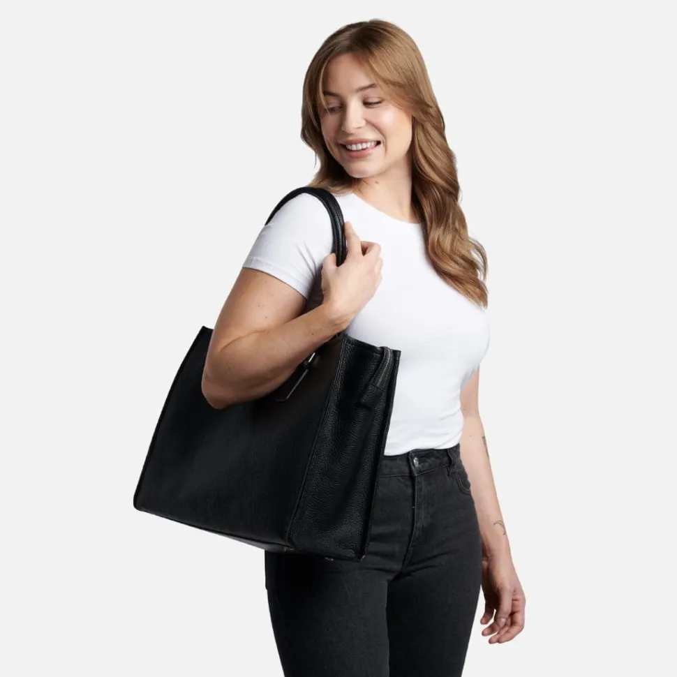 Le Valentina - Sac fourre-tout 2-en-1 en cuir vegan noir